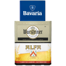 Bavaria krat van 12 flesjes à 30 cl,
Warsteiner of Alfa krat van 24 flesjes à 30 cl